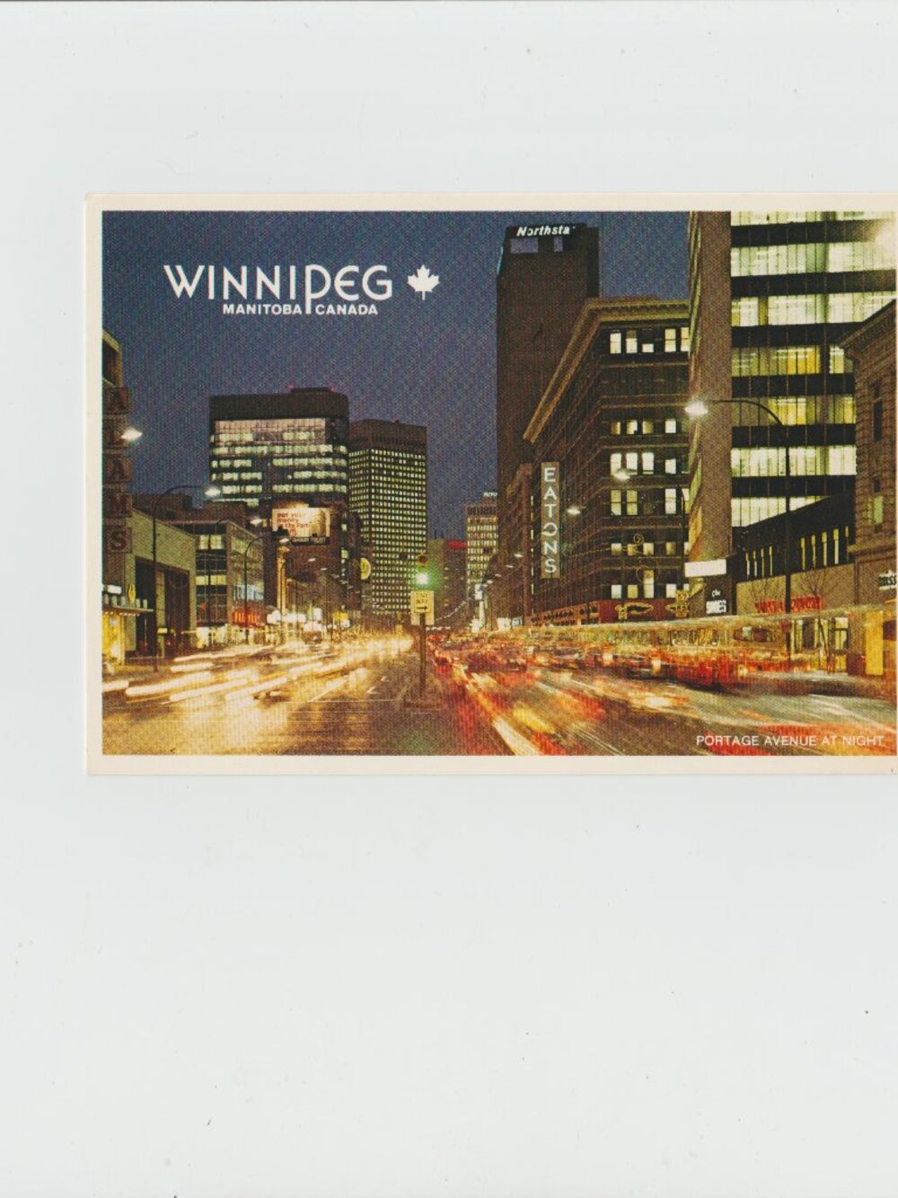 Portage Avenue At Night Winnipeg, Manitoba Postcard